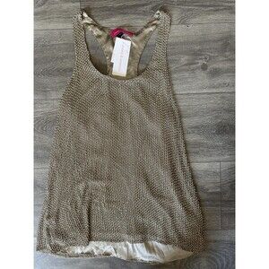 Pookie & Sebastian Tank Top Womens Medium Silk Beaded Racer Special Occasion Med